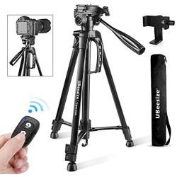 Camera Tripod, UBeesize 55-Inch Lightweight Aluminum Travel Tripod Stand for Canon Nikon Sony DSLR Digital Olympus Video Camera with Universal Smartphone Mount & Carry Bag & Bluetooth Remote