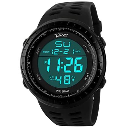 Digital Sports Watch Water Resistant Outdoor Easy Read Military Back Light Black Big Face Mens 1167