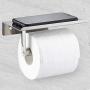 ALHAKIN Toilet Paper Holder with Shelf, Stainless Steel Toilet Roll Holder, Wall Mounted Bathroom Tissue Holder