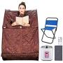 Aceshin Portable Steam Sauna Home Spa, 2L Personal Therapeutic Sauna Weight Loss Slimming Detox with Foldable Chair, Remote Control, Timer (Brown)