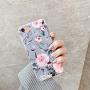 YeLoveHaw iPhone SE 2020 Case, iPhone 8 Case, iPhone 7 Case for Girls, Flexible Soft Slim Fit, Floral and Purple & Gray Leaves Pattern Cute Phone Case for iPhone8 / iPhone7 / iPhoneSE (Pink Flowers)
