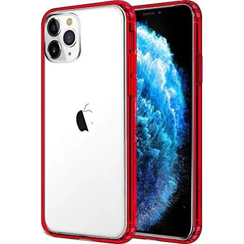 Mkeke Compatible with iPhone 11 Pro Max Case, Clear iPhone 11 Pro Max Cover Shock Absorption Phone Cases 6.5 inch-Red Mkeke Compatible with iPhone 11 Pro Max Case, Clear iPhone 11 Pro Max Cover Shock Absorption Phone Cases 6.5 inch-Red