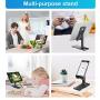 Cell Phone Stand, Angle Height Adjustable Cell Phone Stand for Desk, Foldable & Portable Desktop Phone Holder Cradle Dock, Thick Case Friendly Phone Holder Stand for iPad, All Phones, Tablets, Switch