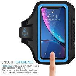 LOVPHONE iPhone 11 Pro/iPhone 11/iPhone XR Armband, Sport Running Workout Exercise Cell Phone Case with Holder & Card Slot,Fingerprint Sensor Access Supported and Sweat-Proof (Bule)