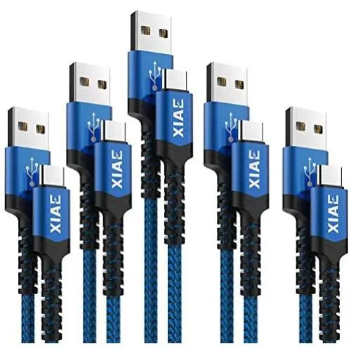 USB C Cable,XIAE 5Pack (3/3/6/6/10FT) USB-A to Type C Nylon Braided Fast Charging Cable Aluminum Housing Compatible with Samsung Galaxy S10 S9 Note 9 8 S8 Plus,LG V30 V20 G6,Huawei P30/P20-Navy&Blue USB C Cable,XIAE 5Pack (3/3/6/6/10FT) USB-A to Type C Nylon Braided Fast Charging Cable Aluminum Housing Compatible with Samsung Galaxy S10 S9 Note 9 8 S8 Plus,LG V30 V20 G6,Huawei P30/P20-Navy&Blue