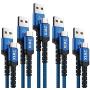USB C Cable,XIAE 5Pack (3/3/6/6/10FT) USB-A to Type C Nylon Braided Fast Charging Cable Aluminum Housing Compatible with Samsung Galaxy S10 S9 Note 9 8 S8 Plus,LG V30 V20 G6,Huawei P30/P20-Navy&Blue