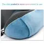 Travel Pillow, Neck & Cervical Pillows Pure Memory Foam Head Support Super Soft for Sleeping Rest, Airplane Car Bus & Home with Machine Washable Cover, Reusable Bag & Large Side Cellphone Pocket -Blue