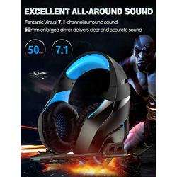 RUNMUS Gaming Headset PS4 Headset with 7.1 Surround Sound Stereo, Xbox One Headset with Noise Canceling Mic, Compatible with PC, PS4, Xbox One Controller(Adapter Needed), NS
