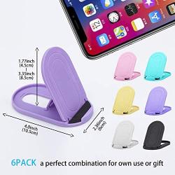 Cell Phone Stand, 6pack Portable Foldable Desktop Cell Phone Holder Adjustable Universal Multi-Angle Cradle for Desk Tablet iPad Mini iPhone X/8/7 Plus/7/6s/6 Samsung Galaxy, Black, White, Blue