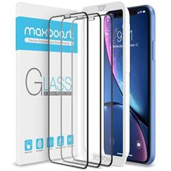 Maxboost Edge-to-Edge (3 Pack) Screen Protector for Apple iPhone 11 and iPhone XR (6.1") [Touch Accurate] Full Framed Tempered Glass Screen Protector Compatible with iPhone XR/11 - Pack of 3