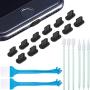 Anti Dust Plugs Compatible with iPhone 5/6/ 7/8/ X/XS, Included Phone Port Cleaning Brush Kit, Cell Phone Speaker Cleaning Brushes and Phone Receiver Cleaning Brush Set (24 Pieces)