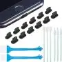 Anti Dust Plugs Compatible with iPhone 5/6/ 7/8/ X/XS, Included Phone Port Cleaning Brush Kit, Cell Phone Speaker Cleaning Brushes and Phone Receiver Cleaning Brush Set (24 Pieces)