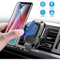 Baseus Wireless Car Charger Mount, 10w Automatic Clamping Air Vent Qi Fast Charging Car Phone Holder Compatible with iPhone Xs/Xs Max/XR/X, Galaxy Note 9/ S9/ S9+ & Other Qi-Enabled 4.7-6.5Inch