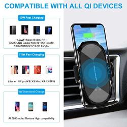 Wireless Car Charger Mount, HonShoop Auto-Clamping Qi 10W 7.5W Fast Charging Car Phone Holder Air Vent Compatible with iPhone X/XR/Xs/Xs Max/8/8 Plus ect