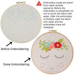 Full Range of Handmade Starter Embroidery Kits with Flower Pattern Including Embroidery Hoop, Embroidery Cloth, Color Threads, Needle and Instruction (511126)