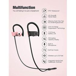 Pink Headphones, Otium Best Bluetooth Headphones Wireless Earbuds for Women Girls, Stereo Bass in-Ear IPX7 Waterproof Running Sports Earphones