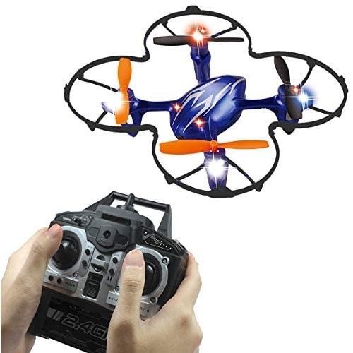 SKYKING F035 Mini Drone with 480p Camera for Kids, RC Quadcopter Pocket Beginners Drone with 2.4 GHz 4CH 6-Axis Gyro/Altitude Hold/3D Flips/One-Key Return/Headless Mode (Blue)