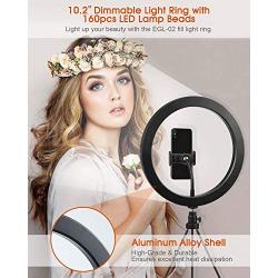 10.2" Selfie Ring Light with Tripod Stand, ELEGIANT Ring Light with Cell Phone Holder 3 Light Modes & 11 Brightness Level and 160 Bulbs for YouTube Video Live Stream Makeup Photography