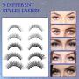 5 Pairs Lashes and Eyeliner Set Upgraded Reusable Waterproof Eyeliner and 3D False Lashes with Tweezer Kit