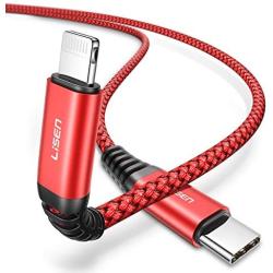 LISEN USB C to Lightning Cable 6FT, MFi-Certified iPhone Charge Cable Fast Power Delivery Charging Cable Nylon Braided Compatible with iPhone 11/11 Pro/11 Pro Max/X/XS/XR/XS Max/8/8 Plus