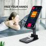 Kocuos Cell Phone Stand, Angle Height Adjustable Foldable Phone Holder Dock Cradle for Desk Compatible with iPhone 11 Pro Se Xs Xs Max Xr X 8 7 6 6s Plus, iPad Mini, All Smartphones (Black)