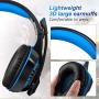 【Deep Bass】 Muzili Gaming Headset, 50mm Driver Units for 7.1 Surround Sound Stereo Hi-Fi for PC, PS4, Xbox One,Mobile Phone, Noise-Cancelling Headset with Mic, LED Lights, Soft Memory Earmuffs