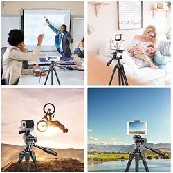 TAIROAD Phone Tripod, Portable Lightweight Aluminum Travel Tripod with Carry Bag & Bluetooth Remote, 1/4” Mounting Screw for Gopro/DSLR Camera and 2 in 1 Clip for Smartphone and iPad