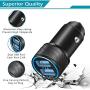 LUOSIKE Car Charger, 24W 4.8A Dual USB Car Charger Adapter AL-Alloy + 2-Pack 3FT Braided USB Type C Fast Charging Cable Kit Compatible with Samsung Galaxy S10 S10e S9 S8 Plus, LG V40, Pixel -Updated