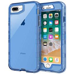 iPhone 8 Plus Case, iPhone 7 Plus Case, Anuck Crystal Clear 3 in 1 Heavy Duty Defender Shockproof Full-Body Protective Case Hard PC Shell & Soft TPU Bumper Cover for iPhone 7 Plus/8 Plus - Clear Blue
