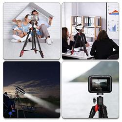 ZOMEI Phone Tripod, Tripod for iPhone Camera Portable Lightweight Aluminum Tripod Stand with Universal Cell Phone Holder Carry Bag Remote Shutter for Phone, Camera, Laser Measure, Laser Level