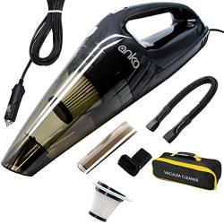 Car Vacuum, ANKO DC 12V 120W High Power Portable Handheld Car Vacuum Cleaner, Strong Suction, Wet & Dry Use, Quick Cleaning, with 15ft Power Cord, 2 Filters & Carry Bag- Black