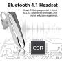 Glazata Wireless Bluetooth Headset Earpiece with Mic, 30-hrs Talking Time Stereo A2DP Hands-Free in-Ear Headphone for iPhone Samsung Cell Phone, Driver/Trucker (White)
