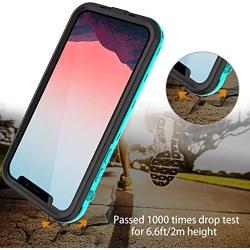 iPhone 11 Pro Max Case, 11 Pro Max Waterproof Case Ultra Slim Fit with Built-in Screen Protector 360° Full Body Clear Case Cover for Girls Silicone Bumper for iPhone 11 Pro Max 6.5 (Teal&Clear)