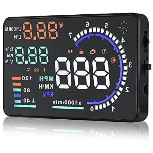 Arestech 5.5 inches A8 OBD2 Windshield HUD Head Up Display with Display RPM MPH Speeding Warning Fuel Consumption Temperature Arestech 5.5 inches A8 OBD2 Windshield HUD Head Up Display with Display RPM MPH Speeding Warning Fuel Consumption Temperature
