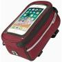 WeTest Bike Front Frame Bag,Bike Phone Mount Bag Touch Screen Phone Case Holder Cycling Top Tube Frame Bag Storage Handlebar Bag for Phone Below 6.8 Inch,Red