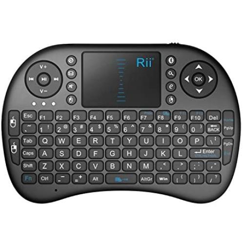 Rii i8 Mini Bluetooth Keyboard with Touchpad＆QWERTY Keyboard, Portable Wireless Keyboard with Remote Control for Smartphones /laptop/PC/Tablets/ Windows/Mac/ TV/Xbox/PS3/Raspberry Pi .Black