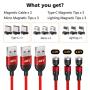 Magnetic Charger Phone Charging Cable USB Charger 360° & 180° Magnet Charging Cables Compatible with Micro Type C Iproduct (Red/3Pack/3.3FT/3.3FT/6.6FT)