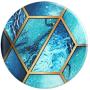 Ocean Geometric Watercolor Blue Grip PopSockets Grip and Stand for Phones and Tablets