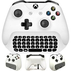 Whiteoak Xbox One S Chatpad Mini Gaming Keyboard Wireless Chat Message KeyPad with Audio/Headset Jack for Xbox One Elite & Slim Game Controller Gamepad - 2.4GHz Receiver Included -White