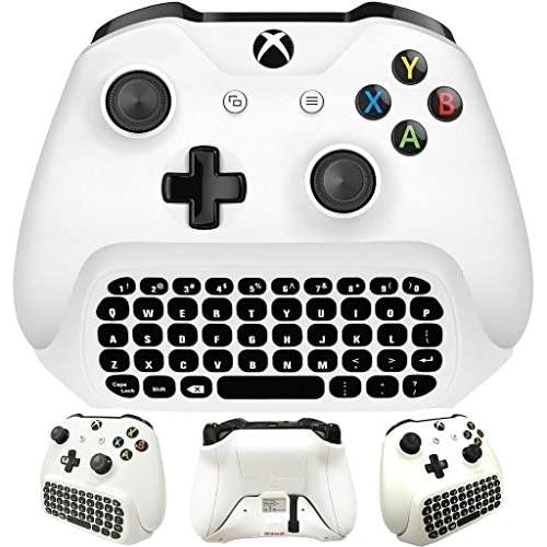 Whiteoak Xbox One S Chatpad Mini Gaming Keyboard Wireless Chat Message KeyPad with Audio/Headset Jack for Xbox One Elite & Slim Game Controller Gamepad - 2.4GHz Receiver Included -White
