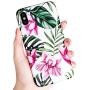 SUBESKING iPhone X Case / Xs Case,Cute Slim Fit Soft TPU White Floral and Green Leaves Pattern Protective Phone Cover for Women Girls (Pink Flowers)