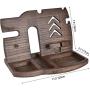 BarvA Wood Dock-ing Station Tray Cell-Phone Smart-Watch Holder Men Charging Accessory Night-Stand Father Mobile Base Gadget Organizer Dresser Wallet Storage Adult Anniversary Birth-day Graduation Gift