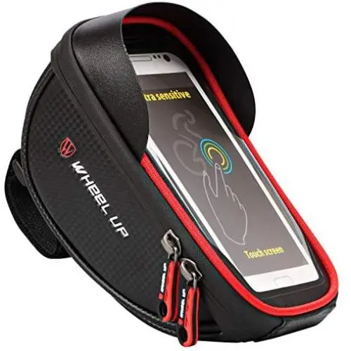Emoly Bike Phone Mount Bags - Premium Bicycle Front Frame Bag, Waterproof Bike Pouch Bag with Headphone Hole for Smartphone Below 6 inch - Red Emoly Bike Phone Mount Bags - Premium Bicycle Front Frame Bag, Waterproof Bike Pouch Bag with Headphone Hole for Smartphone Below 6 inch - Red
