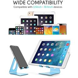 LORERAN Cell Phone Stand, Phone Dock, Phone Holder, Cradle for Smartphone and Tablet, Aluminum Stand Compatible with Samsung iPhone 11 Pro Xs Xs Max Xr X 8 7 6 6s Plus 5 5s 5c - Black (Water-Blue)
