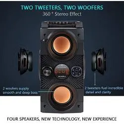 Portable Bluetooth Speakers with Double Subwoofer Heavy Bass, 30W Stereo Sound, Bluetooth 5.0 Wireless 100ft Outdoor Speaker, Support FM Radio MP3 Player Remote AUX EQ, for Home Patio Party Camping