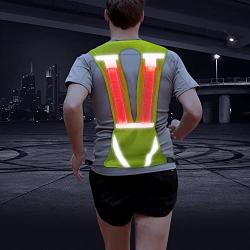 VIZPET Reflective Running Vest Led Safety Vest with Adjustable Waist & Large Pocket Night Light High Visibility for Jogging Biking Motorcycle Walking