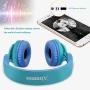 Riwbox WT-7S Bluetooth Headphones, LED Light Up Wireless Foldable Stereo Headset with Microphone and Volume Control for PC/iPhone/TV/iPad (Blue)