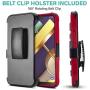 CasemartUSA Phone Case for [LG Premier Pro Plus (L455DL)], [Refined Series][Red] Cover with Kickstand & Holster for LG Premier Pro Plus (Tracfone, Simple Mobile, Straight Talk, Total Wireless)