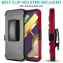 CasemartUSA Phone Case for [LG Premier Pro Plus (L455DL)], [Refined Series][Red] Cover with Kickstand & Holster for LG Premier Pro Plus (Tracfone, Simple Mobile, Straight Talk, Total Wireless)
