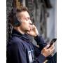 PowerLocus Wireless Bluetooth Over-Ear Stereo Foldable Headphones, Wired Headsets with Built-in Microphone for iPhone, Samsung, LG, iPad (Black/Red)